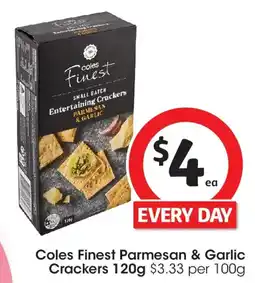 Coles Coles Finest Parmesan & Garlic Crackers offer