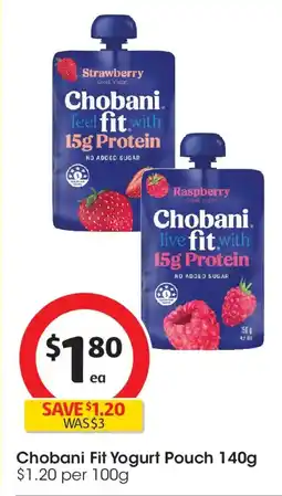 Coles Chobani Fit Yogurt Pouch offer