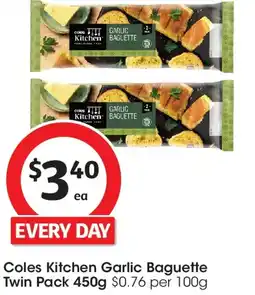 Coles Coles Kitchen Garlic Baguette Twin Pack offer