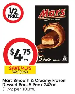 Coles Mars Smooth & Creamy Frozen Dessert Bars offer