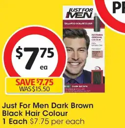 Coles Just For Men Dark Brown Black Hair Colour offer