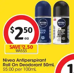 Coles Nivea Antiperspirant Roll On Deodorant offer