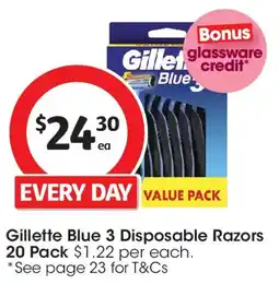 Coles Gillette Blue 3 Disposable Razors offer