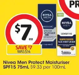 Coles Nivea Men Protect Moisturiser SPF15 offer