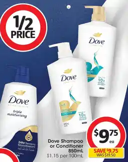 Coles Dove Shampoo or Conditioner offer