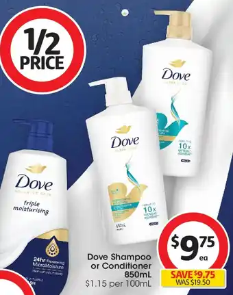 Coles Dove Shampoo or Conditioner offer