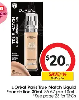 Coles L'Oréal Paris True Match Liquid Foundation offer