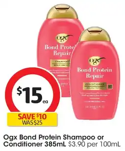 Coles Ogx Bond Protein Shampoo or Conditioner offer