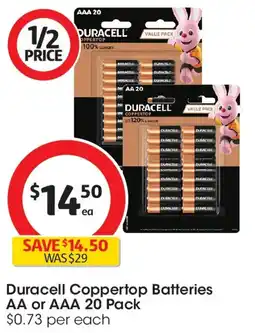 Coles Duracell Coppertop Batteries AA or AAA offer