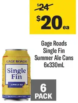Coles Gage Roads Single Fin Summer Ale Cans offer