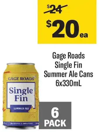 Coles Gage Roads Single Fin Summer Ale Cans offer