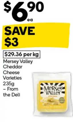 Woolworths Mersey valley cheddar cheese varieties offer
