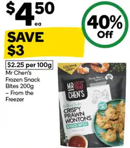 Woolworths Mr chen's frozen snack bites offer