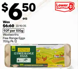 Woolworths Woolworths free range eggs offer