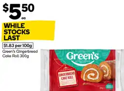Woolworths Green's Gingerbread Cake Roll offer