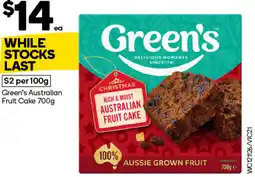 Woolworths Green's australian fruit cake offer