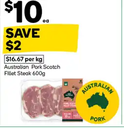 Woolworths Australian Pork Scotch Fillet Steak offer