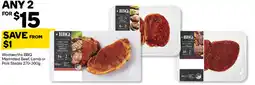 Woolworths Woolworths bbq marinated beef, lamb or pork steaks offer