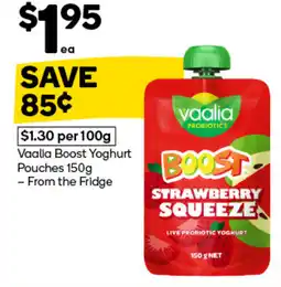 Woolworths Vaalia boost yoghurt pouches offer