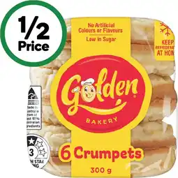 Woolworths Golden Crumpet Rounds Pk 6 offer