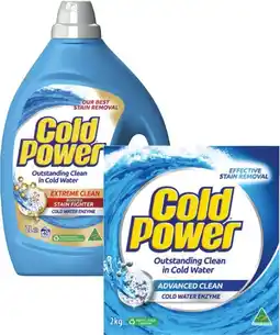 Coles Cold Power Laundry Liquid 2 Litre or Powder 2kg offer