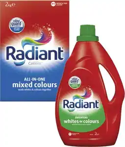 Coles Radiant Laundry Liquid 2 Litre or Powder 2kg offer