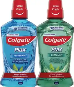 Coles Colgate Plax Fresh Mint or Peppermint Mouthwash 500mL offer