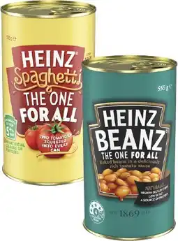 Coles Heinz Baked Beanz or Spaghetti 535g-555g offer