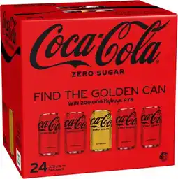 Coles Coca-Cola Zero Sugar Soft Drink 24x375mL offer