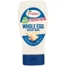 Woolworths Praise Whole Egg Mayonnaise or Garlic Aioli 470-500g offer