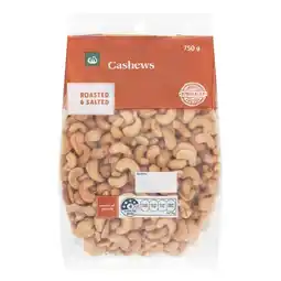 Woolworths Woolworths Cashews Roasted & Salted 750g Pack offer