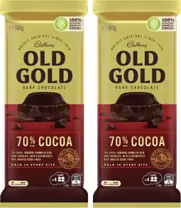 Coles Cadbury Old Gold Block Chocolate 170g-180g offer
