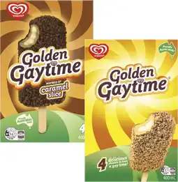 Coles Streets Golden Gaytime Sticks 4 Pack 400mL offer