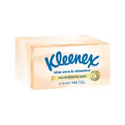 Woolworths Kleenex Aloe Vera & Vitamin E 3 Ply Tissues Pk 140 offer