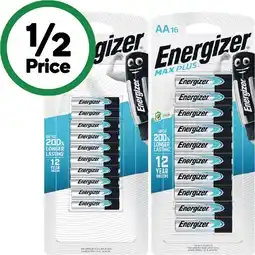 Woolworths Energizer Max Plus High Performance Alkaline Batteries AA or AAA Pk 16 offer