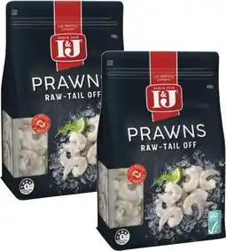 Coles I&J Raw Peeled Prawns Tail Off 500g offer