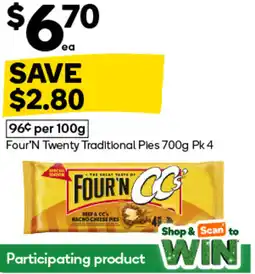 Woolworths Four'n twenty traditional pies offer