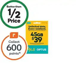 Woolworths Optus $39 SIM Starter Kit§ offer