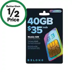Woolworths Belong $35 SIM Starter Pack offer