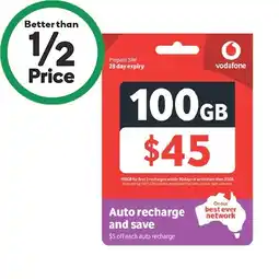 Woolworths Vodafone $45 Starter Pack offer