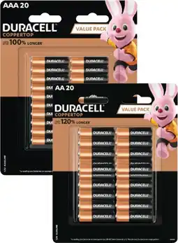 Coles Duracell Coppertop Batteries AA or AAA 20 Pack offer