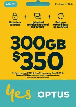 Coles Optus $350 Prepaid SIM Starter Kit offer