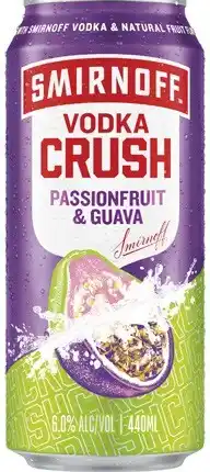 Coles NEW Smirnoff Crush Passionfruit & Guava 6% Cans 4x440mL offer
