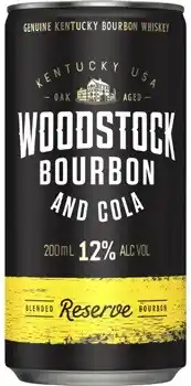 Coles NEW Woodstock Bourbon & Cola 12% Cans 10x200mL offer