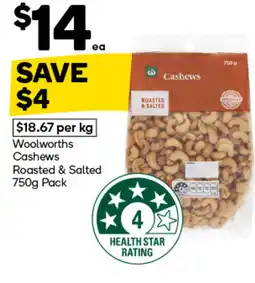 Woolworths Woolworths cashews roasted & salted offer