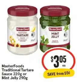 IGA MasterFoods Traditional Tartare Sauce or Mint Jelly offer