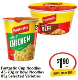 IGA Fantastic Cup Noodles or Bowl Noodles Selected Varieties offer