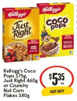 IGA Kellogg's COCO pops, Just Right or Crunchy Nut Corn Flakes offer