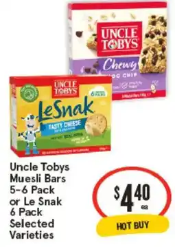 IGA Uncle Tobys Muesli Bars or Le Snak Selected Varieties offer