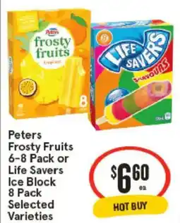 IGA Peters Frosty Fruits Life Savers Ice Block Selected Varieties offer